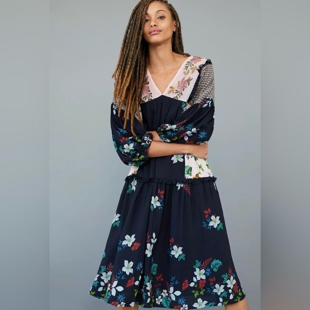Anthropologie Let Me Be Debra Embroidered Midi Dress